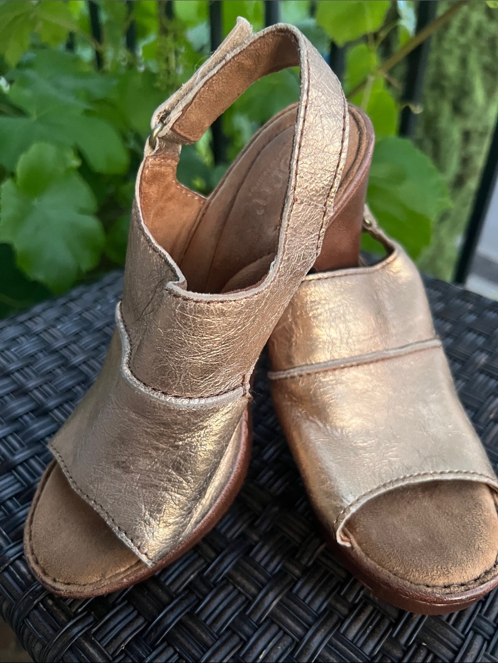 Born Metallic Bronze Open-Toe Platform Sandals - Picture 3 of 16